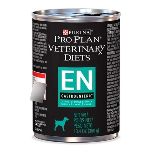 Lata de comida para perros Pro Plan Veterinary EN Gastrointestinal de 380 g, con ingredientes para la salud digestiva.