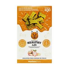 Galletas para perros de pollo Healthy de Mundotito, paquete de 400 gramos, con galletas crujientes y sabor apetitoso para perros.