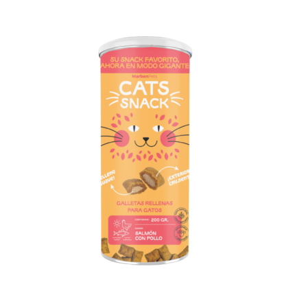snack para gatos relleno de salmón y pollo